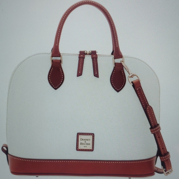 Dooney & Bourke Pebble Grain Zip Satchel White - Picture 10 of 12